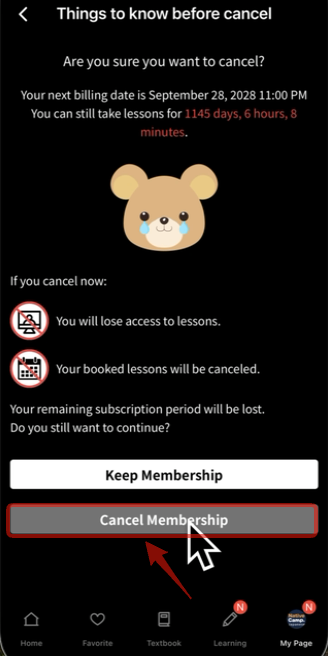 Pre-cancellation Notice: Cancel Membership